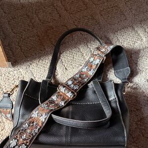 The Sak Black Crossbody Bag with Floral Strap